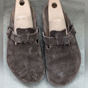 Birkenstock Dark Brown Suede Clogs
